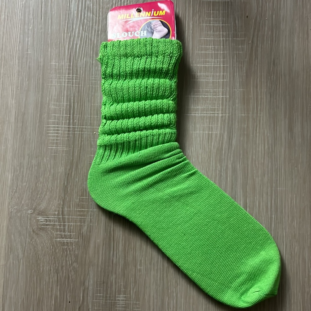 Adult Lime Green Slouch Socks